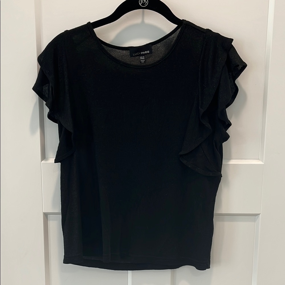 Lucy Paris Black Ruffle Sleeve Top